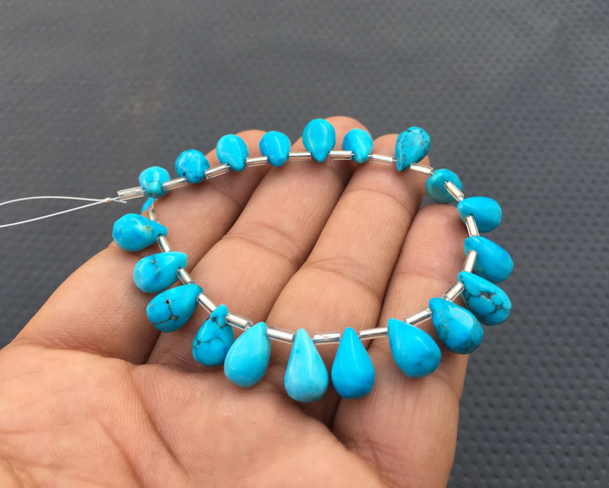 Best Quality 1 Strand Turquoise Gemstone 21 Pieces Smooth Tear Drop Shape Beads,Size 6x9-7x12 MM Sky Blue Turquoise Making Smooth Jewelry