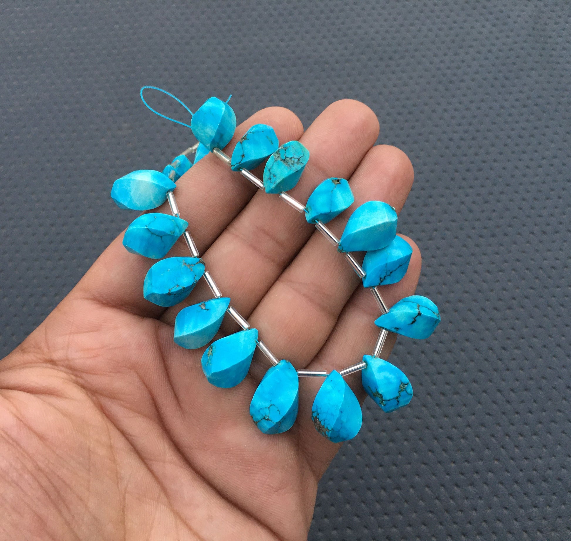 AAA Quality 1 Strand Turquoise Gemstone 18 Pieces Twisted Shape Beads,Size 8x13-10x18 MM December Birthstone,Sky Blue Turquoise Wholesale