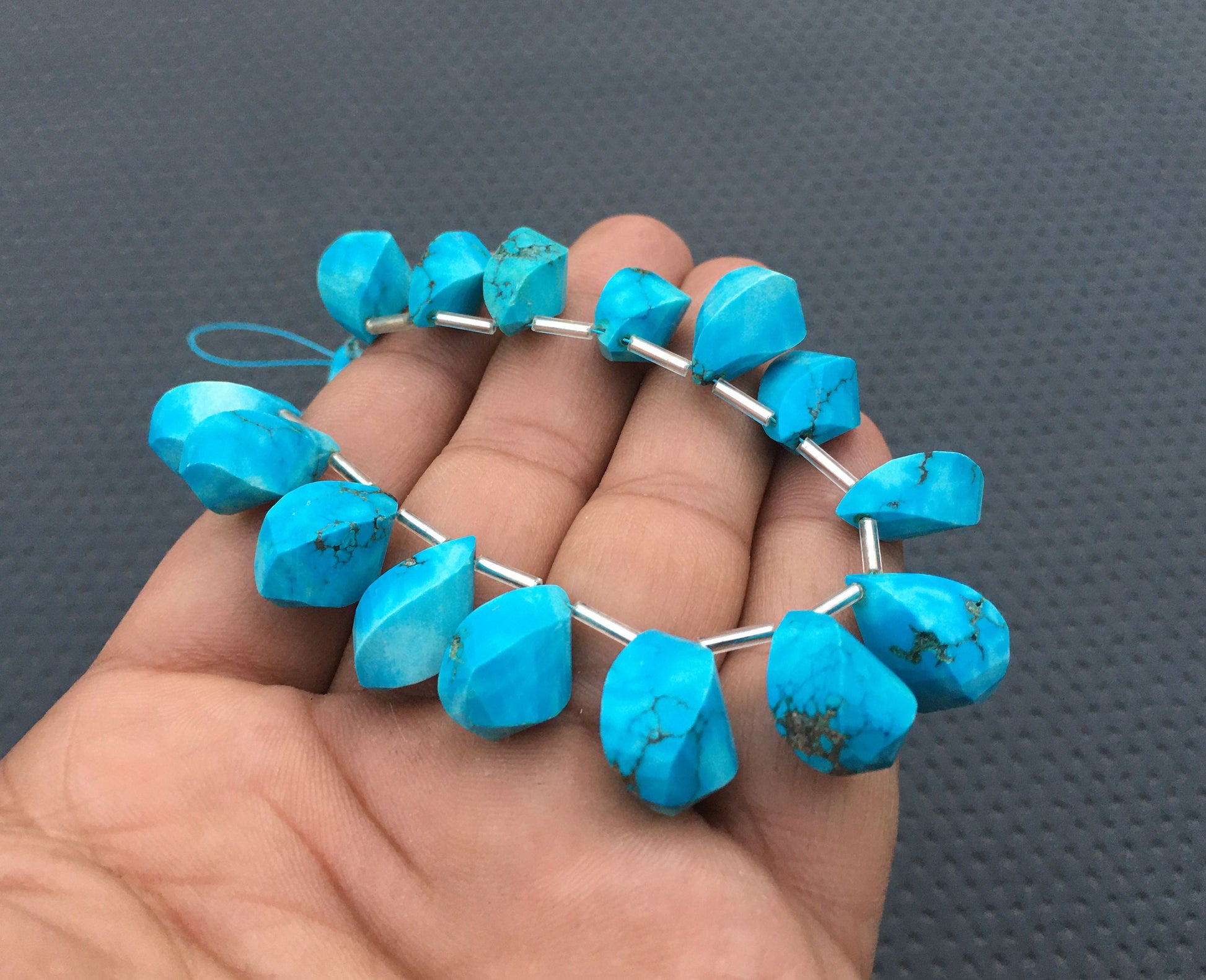 AAA Quality 1 Strand Turquoise Gemstone 18 Pieces Twisted Shape Beads,Size 8x13-10x18 MM December Birthstone,Sky Blue Turquoise Wholesale