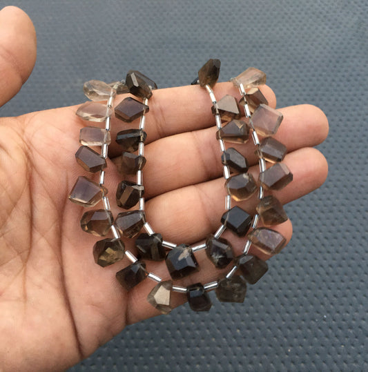 25 Pieces faceted Nuggets Brown Quartz 1 Strand Natural Smoky Quartz Faceted Nuggets Beads Size 7x10-11x12 MM Making Smoky jewelry Nuggets