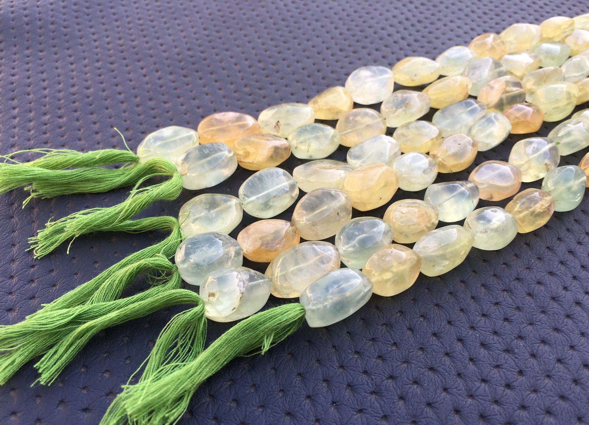 10"Long Strand Natural Prehnite Gemstone Smooth Nuggets Shape Beads Size 12x15-13x21 MM Making Pink Necklace Jewelry Genuine Prehnite Beads