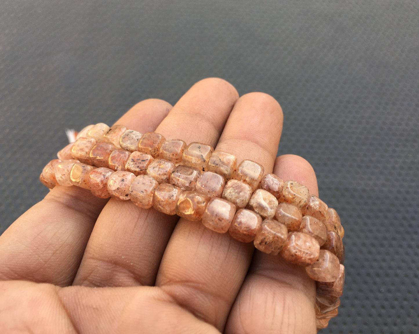 Rare Collection 40 Pieces Natural Strawberry Quartz Gemstone 1 strand Smooth Cube Shape Beads Size 6 MM Quartz Strawberry Quartz Cube Beads