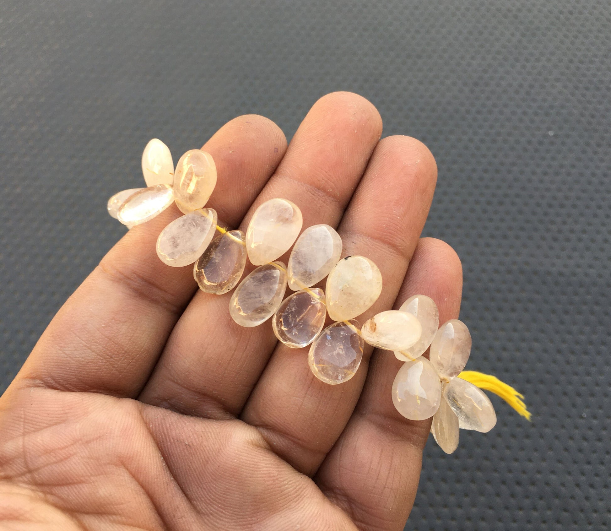 40 Pieces Smooth Pear Shape Briolette Beads Natural Golden Rutile Gemstone Smooth Beads Golden Hair quartz Size 8x11-11x15 MM Making Jewelry