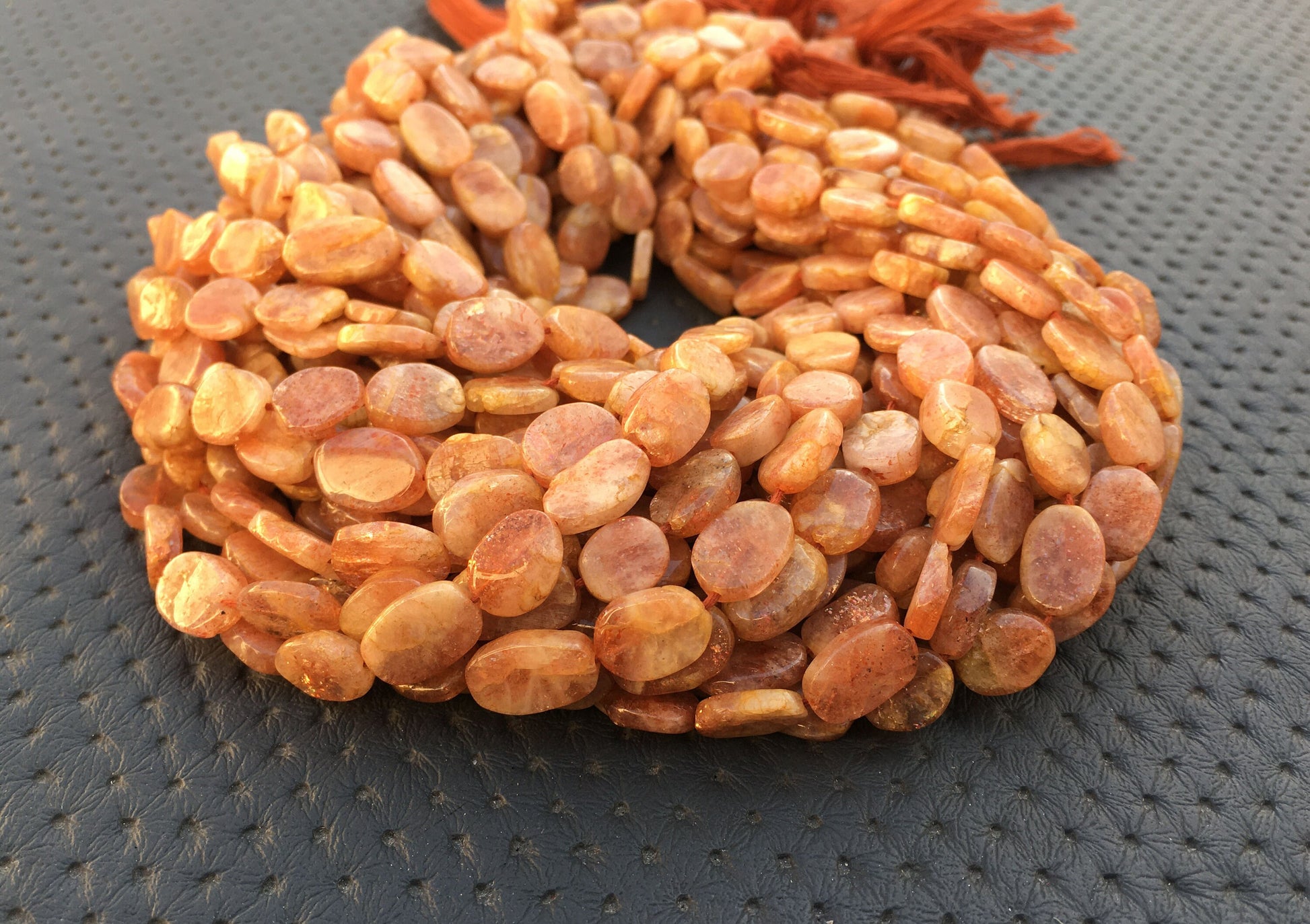 13"Long Strand Natural Sunstone Smooth Oval Shape Briolette Beads Size 7x10-8x11 MM Sunstone Smooth Oval Making Sunstone Jewelry Wholesale