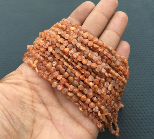 Sparkly Orange gemstone Smooth Coin 13"Long Strand Natural Sunstone Best Quality Gemstone Coin Beads Size 4 MM Making Sunstone Jewelry Beads