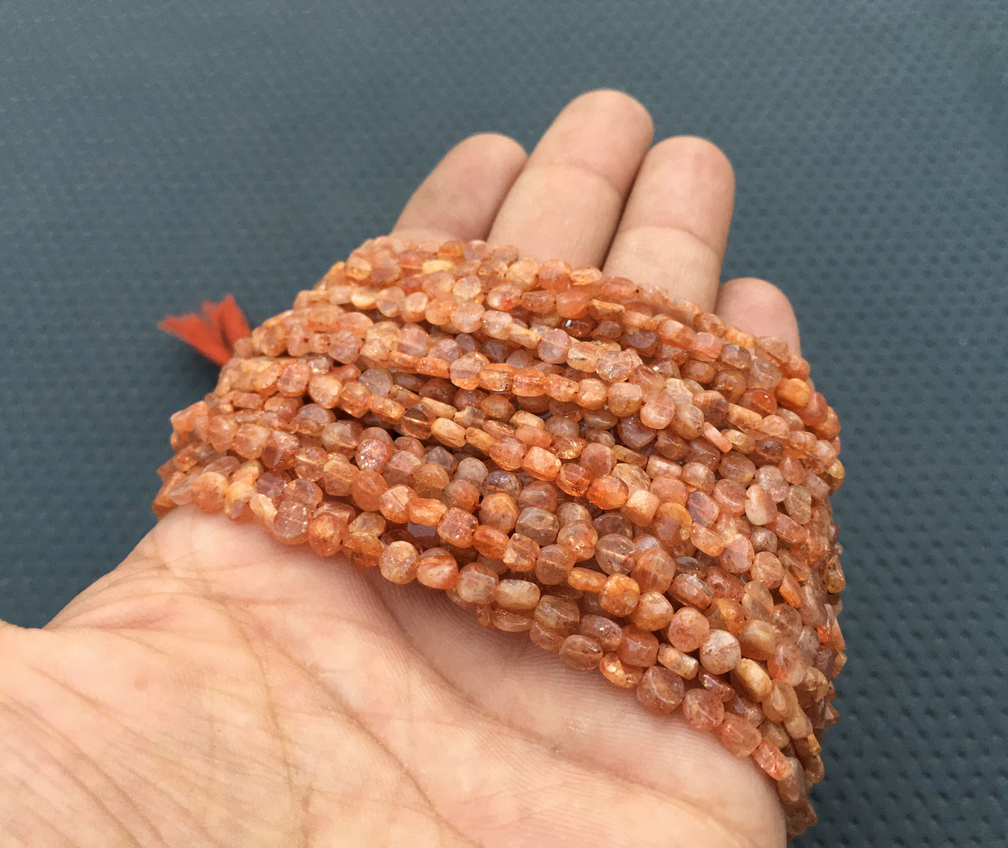 Sparkly Orange gemstone Smooth Coin 13"Long Strand Natural Sunstone Best Quality Gemstone Coin Beads Size 4 MM Making Sunstone Jewelry Beads