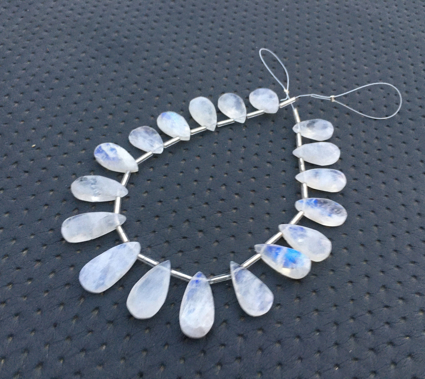 Natural Rainbow Moonstone Gemstone 18 Pieces Blue Fire Genuine Quality Faceted Pear shape Briolette Beads Size 8x15-10x19 MM Moonstone Beads