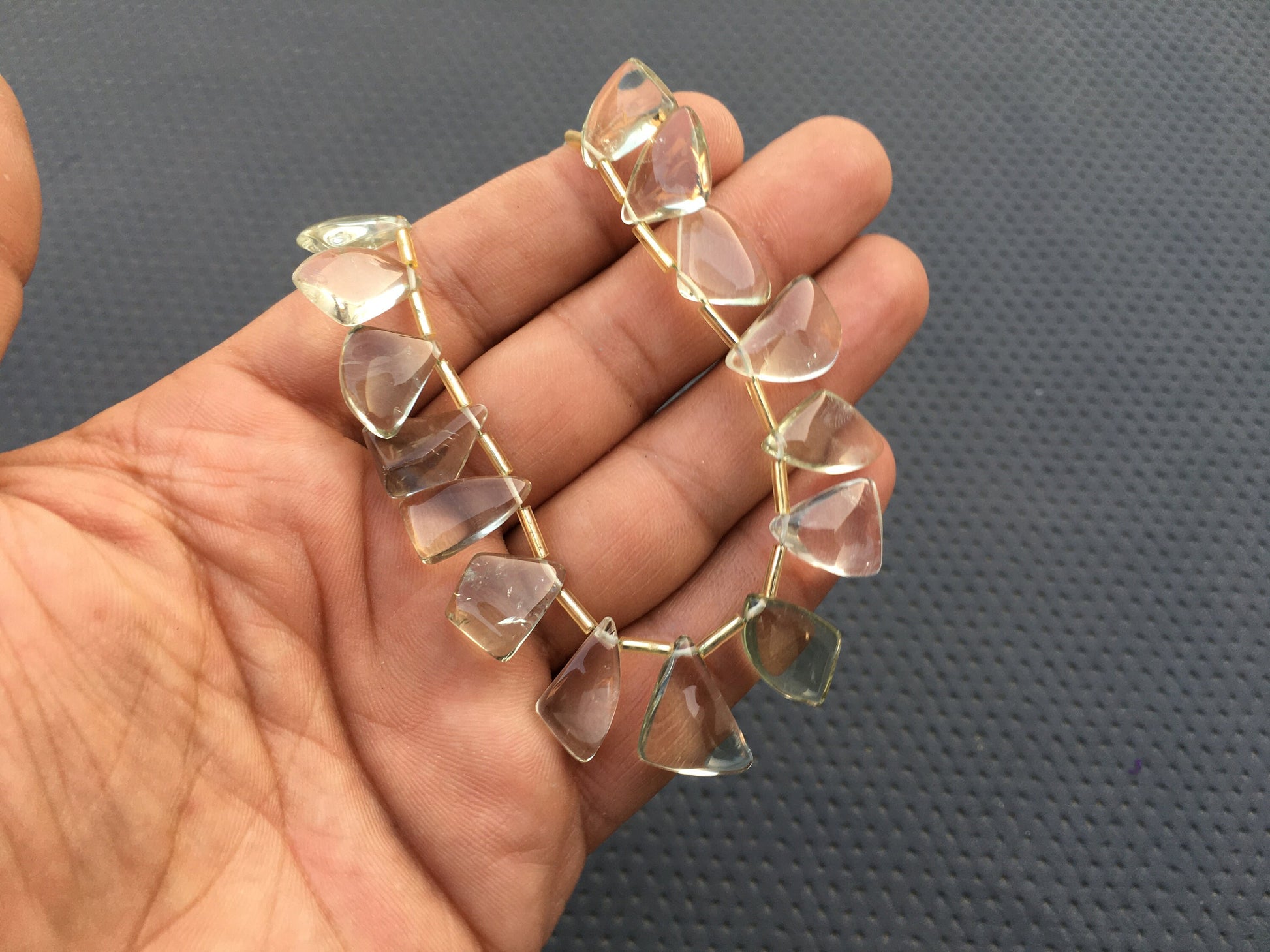 Best quality Absorbs Negative Energy 1 Strand Fancy Shape Smooth Beads 30 Pieces Natural Green Amethyst Gemstone Size 9x11-13x18 MM Amethyst