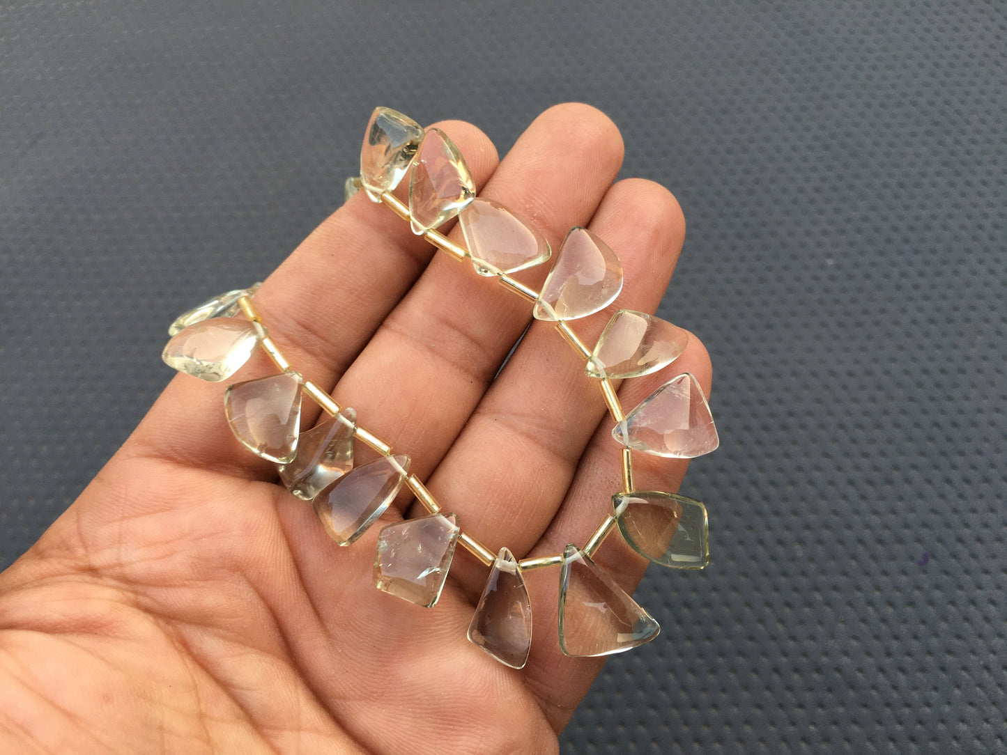 Best quality Absorbs Negative Energy 1 Strand Fancy Shape Smooth Beads 30 Pieces Natural Green Amethyst Gemstone Size 9x11-13x18 MM Amethyst