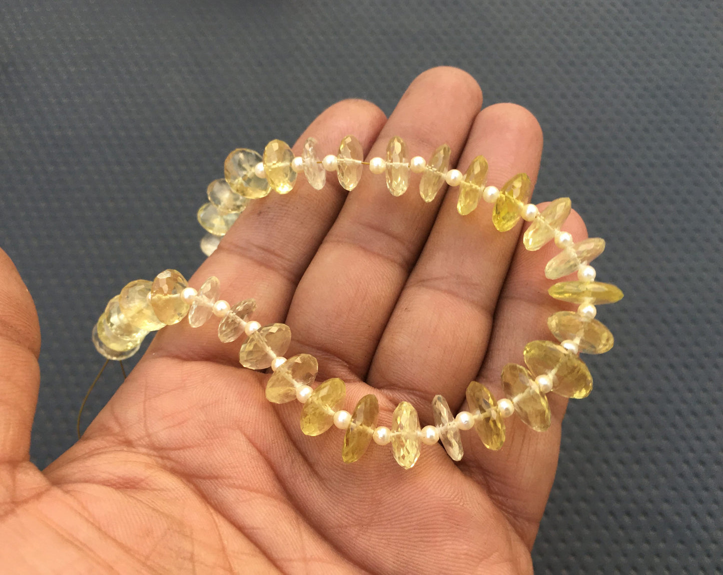 31 Pieces Natural Lemon Quartz 1 Strand Tyre Beads Size 9-13 MM Lemon Quartz Tyre Beads Faceted Rondelle Lemon Gemstone Making Jewelry Beads