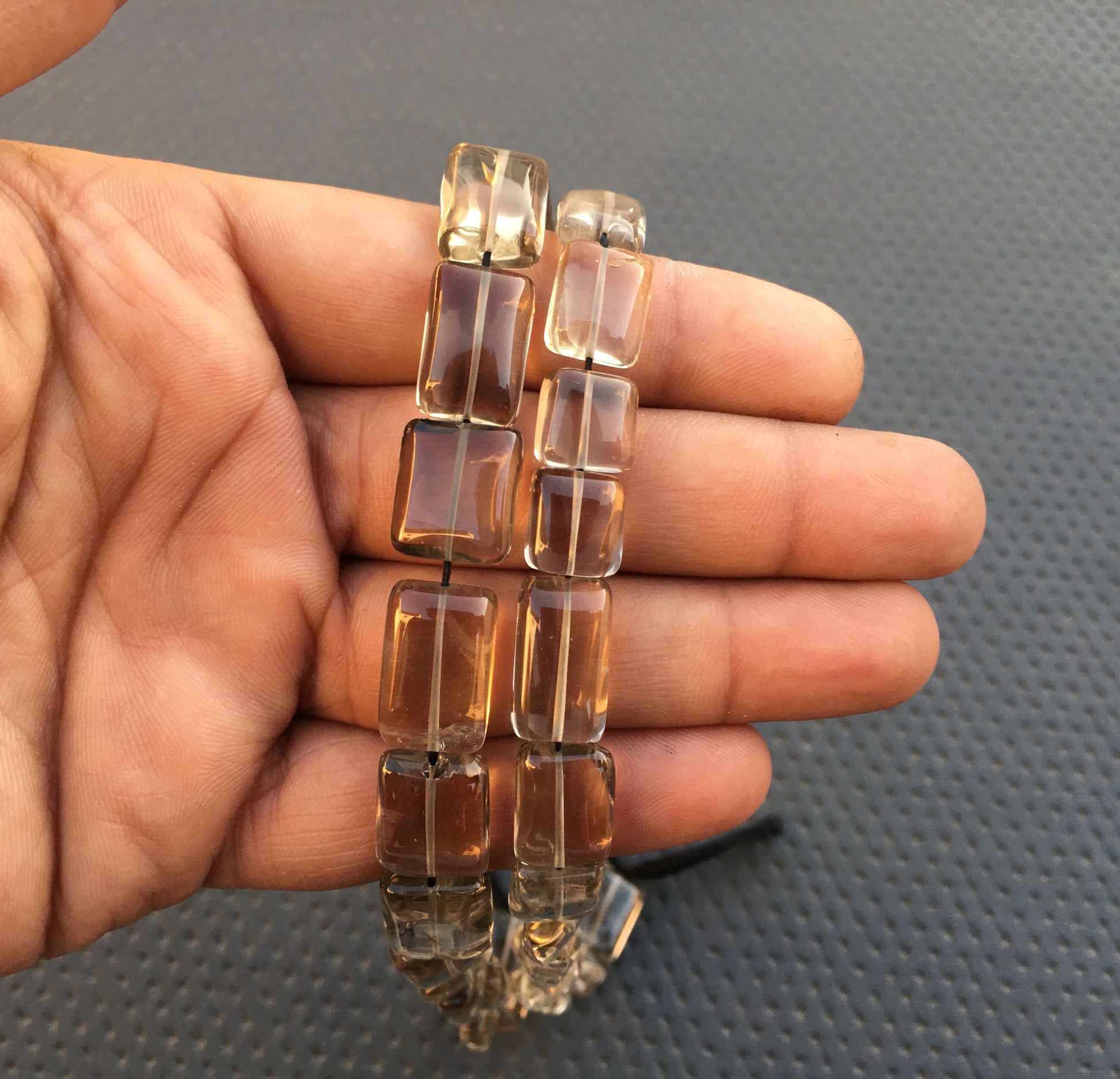 14"Long Strand Natural Smoky Quartz Gemstone Smooth Rectangle Shape Beads Size 8x9-12x17 MM Smoky Briolette Beads Making Jewelry Rectangle