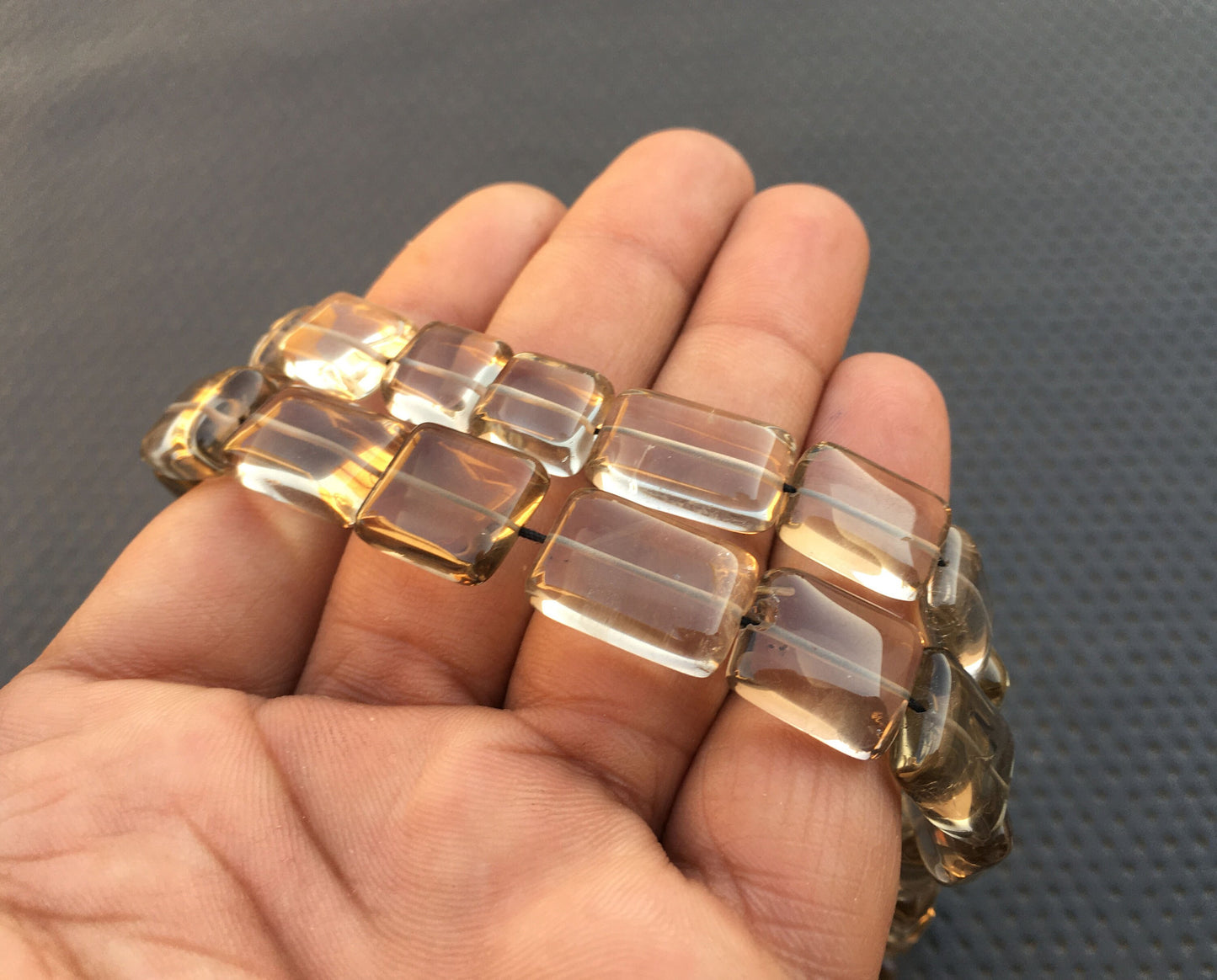 14"Long Strand Natural Smoky Quartz Gemstone Smooth Rectangle Shape Beads Size 8x9-12x17 MM Smoky Briolette Beads Making Jewelry Rectangle