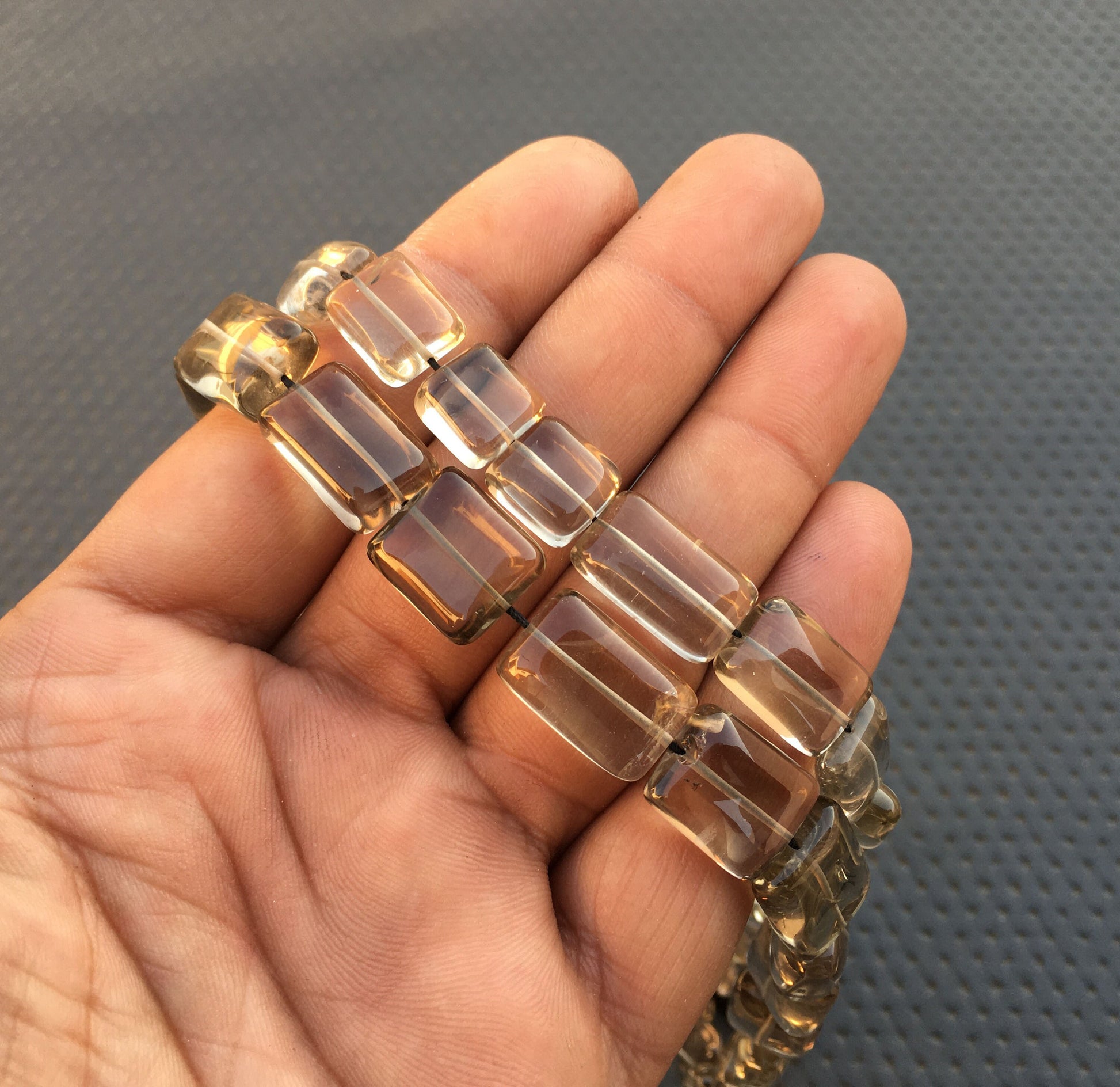 14"Long Strand Natural Smoky Quartz Gemstone Smooth Rectangle Shape Beads Size 8x9-12x17 MM Smoky Briolette Beads Making Jewelry Rectangle