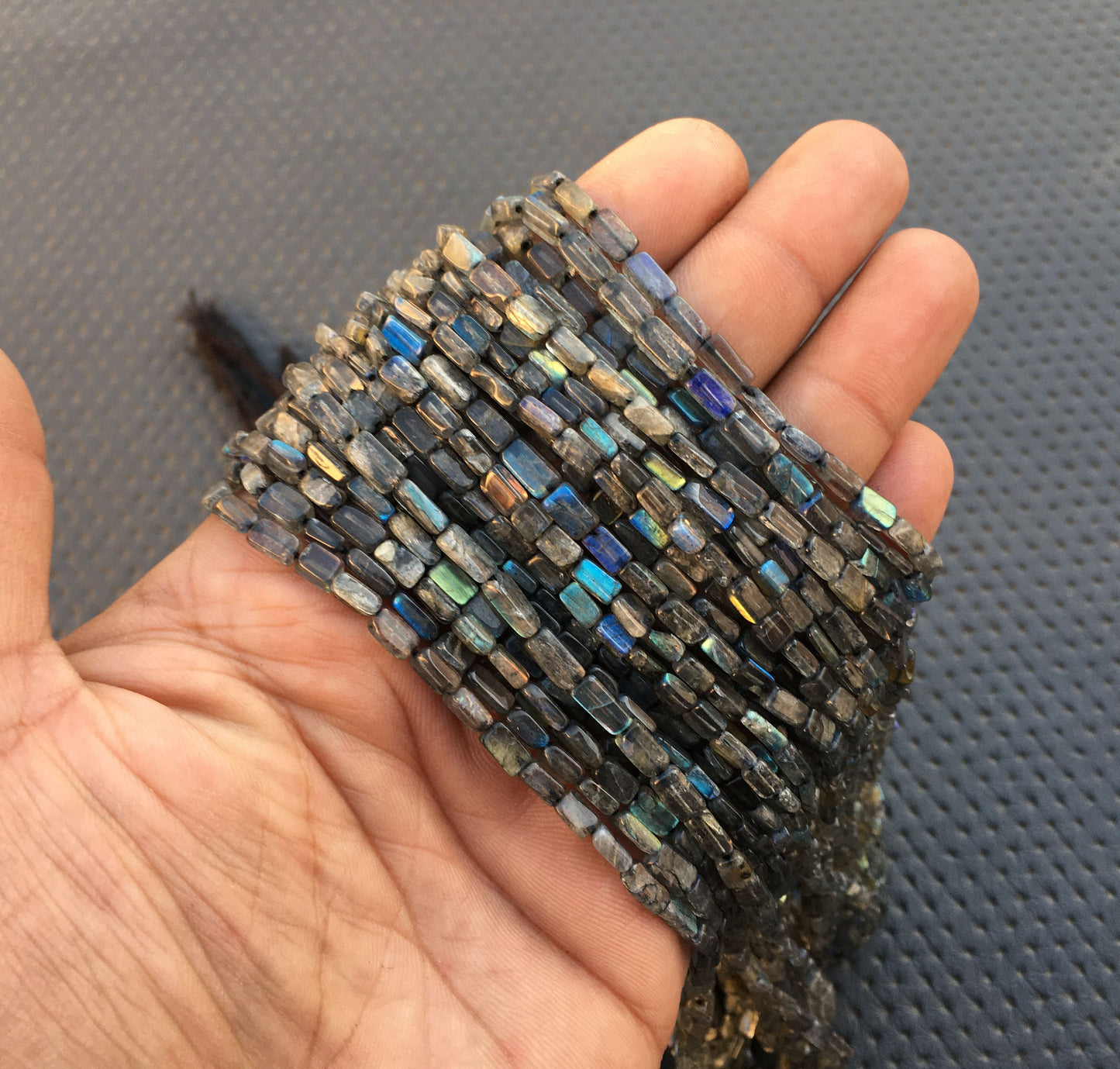 14"Long Strand Smooth rectangle Flashy Beads Natural Labradorite Gemstone Best quality Blue Flash Rectangle Bead Size 3x5-4x8 MM Labradorite