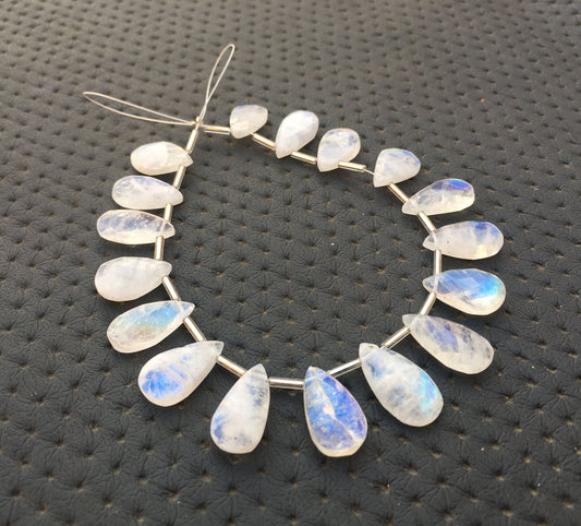 Splendid Gemstone 1 Strand Natural Rainbow Moonstone Pear Shape 17 Pieces Faceted Briolette Beads Size 9x16-11x20 MM Blue Flashy Jewelry