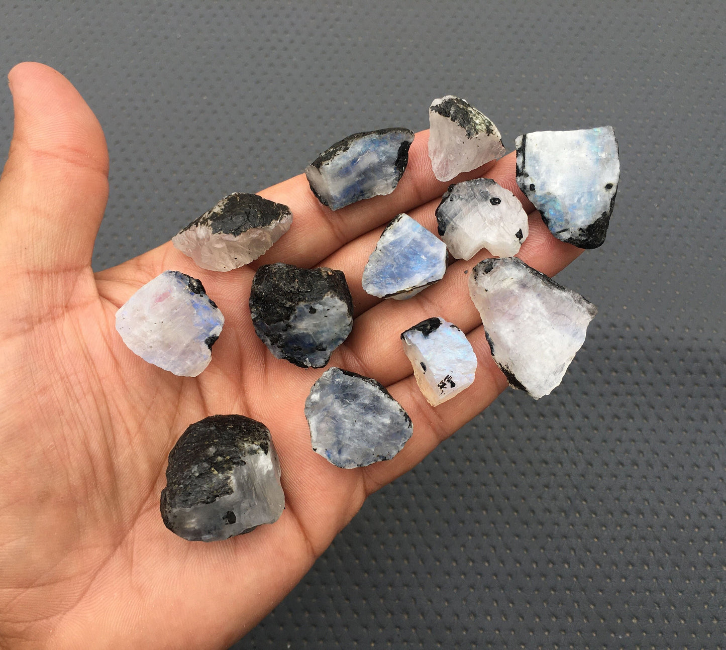 Extraordinary Beautiful Raw 12 Piece Natural Rainbow Moonstone,Specimen Rough,Size 13x15-27x30 MM Unpolished Rainbow Moonstone Antique Rough