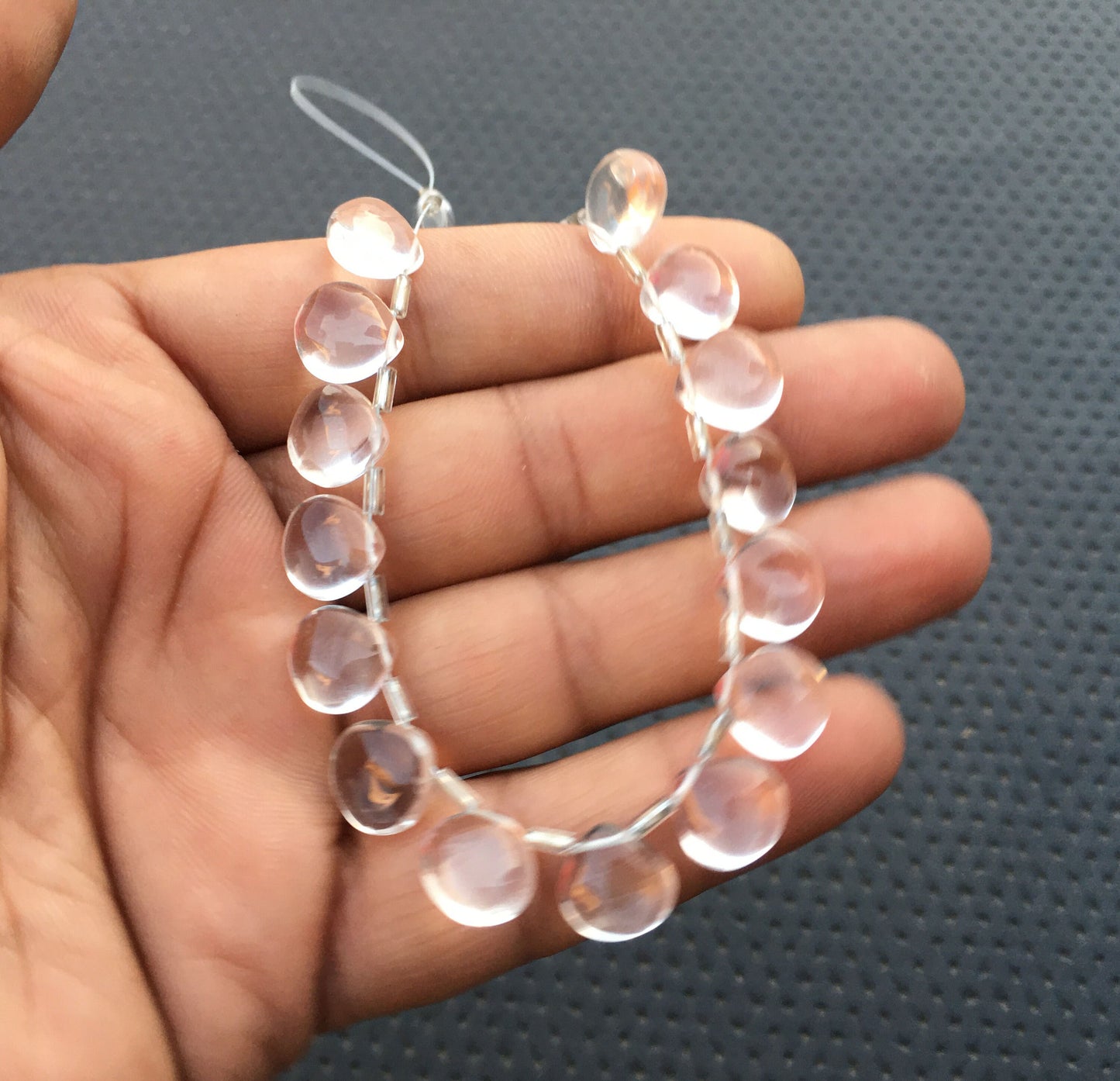 Transparent Gemstone 21 Pieces Natural Clear Quartz Smooth Heart Beads Size 8-10 MM Crystal Heart Styaloka Quartz Beads Making Jewelry Beads