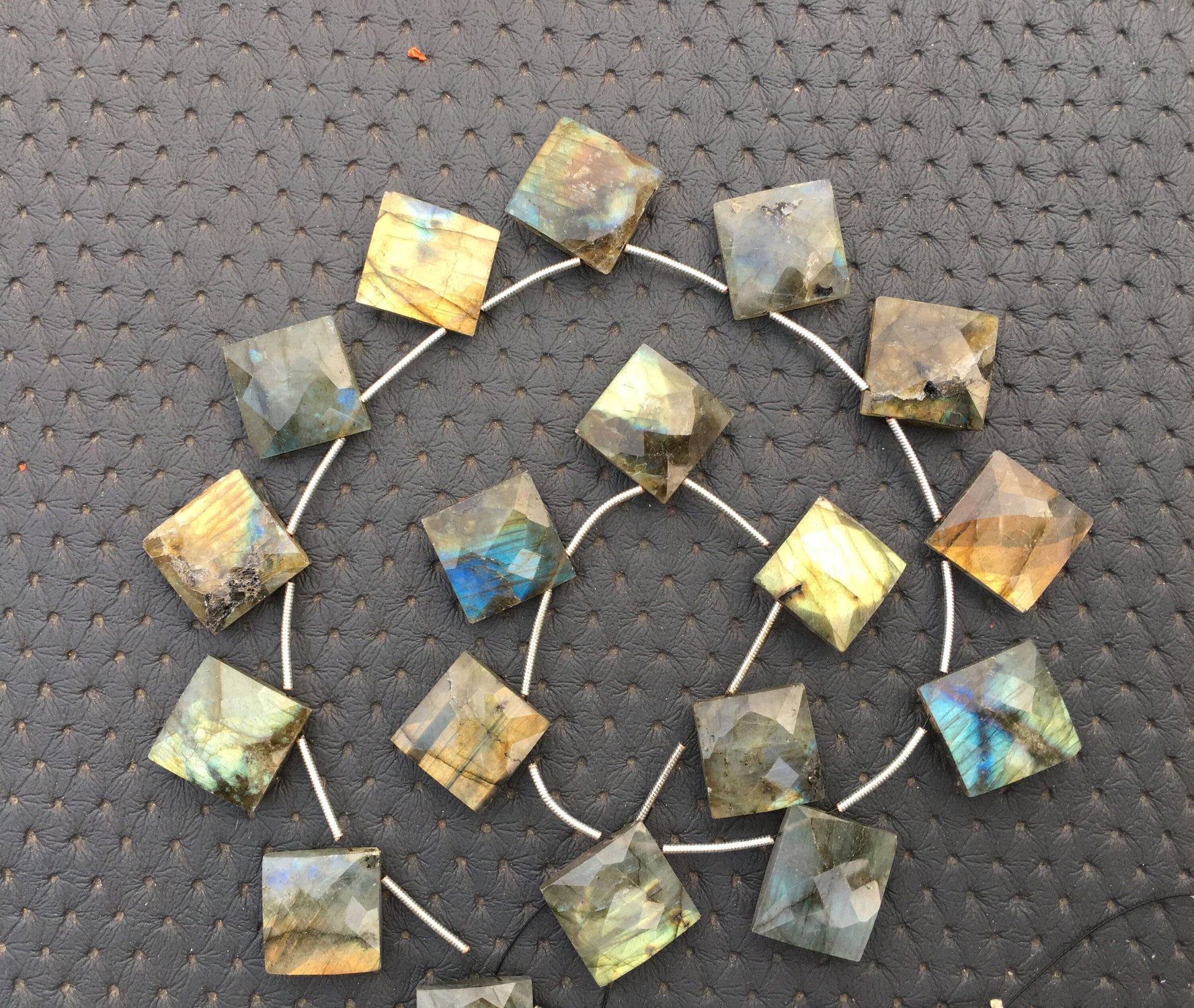 Labradorite Stone of Magic Motivation 1 Strand Garden Stone Natural Labradorite Gemstone 18 Pieces Faceted Square Shape Size 13-15 MM Beads