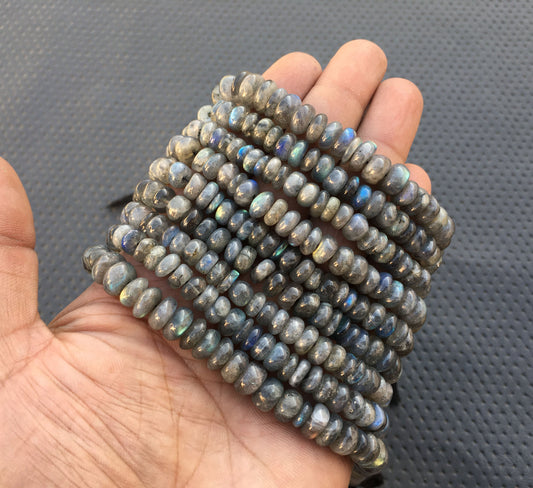 10"Long Smooth Blue Flashy Rondelle Beads Natural Labradorite Gemstone Rondelle Bead Size 7-9 MM Labradorite Gemstone Fire Faceted Rondelle