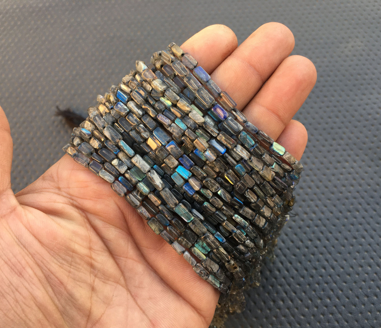 14"Long Strand Smooth rectangle Flashy Beads Natural Labradorite Gemstone Best quality Blue Flash Rectangle Bead Size 3x5-4x8 MM Labradorite