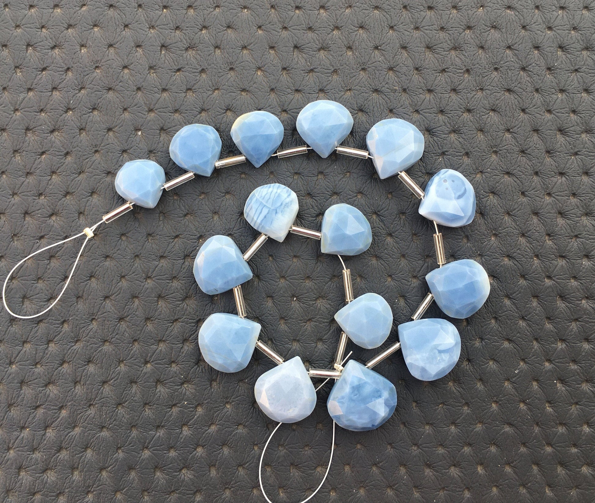 Trending Offer Natural Blue Opal Gemstone,15 Pieces Faceted Heart Shape Beads,Size 11-16 MM October Birthday Gift Opal Heart Briolette Beads