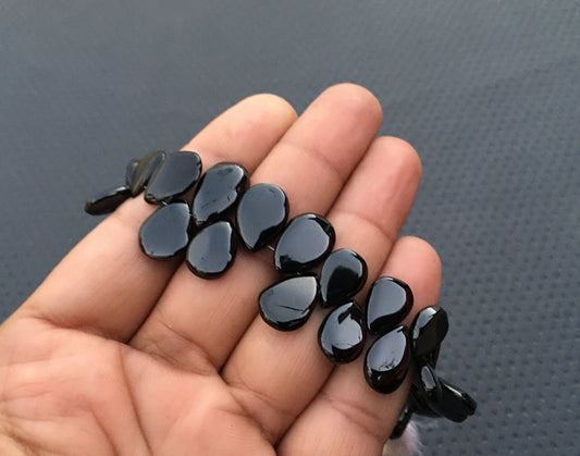 Natural Black Spinel Smooth Pear Shape 31 Pieces Black Stone Briolette Beads Size 8x11-11x17 MM Spinel Gemstone Smooth Spinel Bead Wholesale