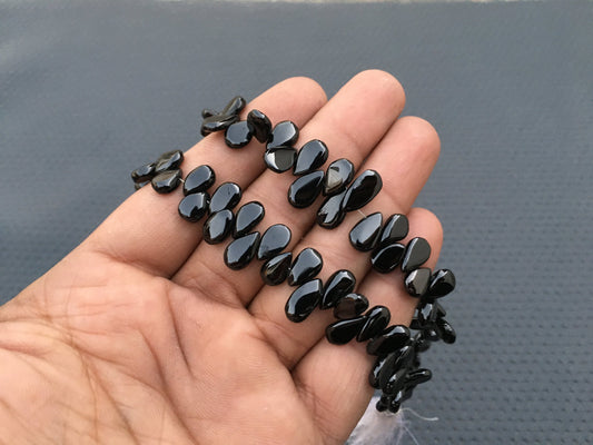 38 Pieces smooth Pear shape Beads Natural Black Spinel Smooth Gemstone Size 6x8-7x12 MM Spinel Making Jewelry Smooth Spinel Making Jewelry