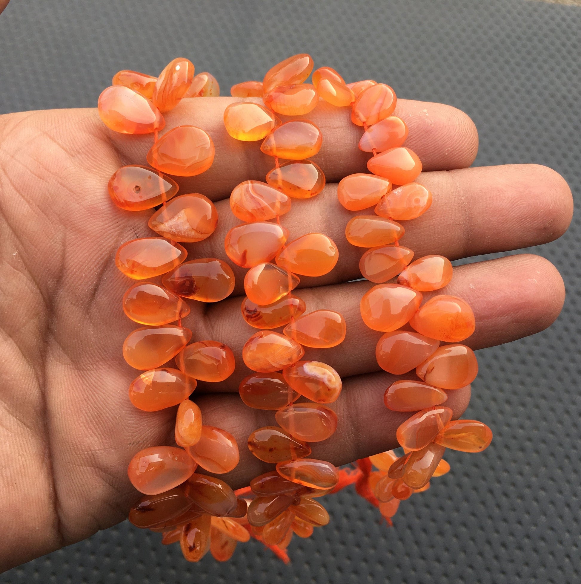 Orange Gemstone New Year Sale Offer Beads 35 Pieces Natural Carnelian Gemstone Smooth Pear Shape Briolette Beads Size 5x7-9x13 MM Wholesale