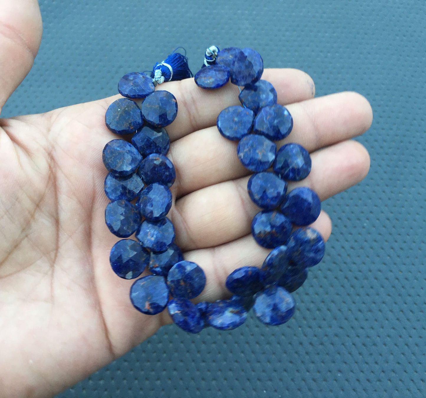 Amazing Beautiful 1 Strand Natural Sodalite Gemstone, 30 Pieces Faceted Heart Shape Briolette Beads, Size 12-13 MM Making Jewelry Blue Stone