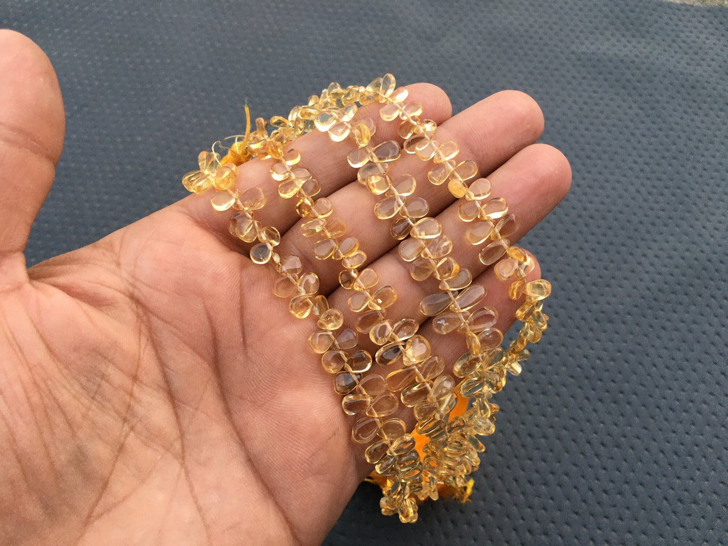 7 "Long Strand Smooth Pear Beads Natural Citrine Stone of Imagination Prosperity Size 3x5-4x7 MM Yellow Citrine Tiny Briolette Beads Stone