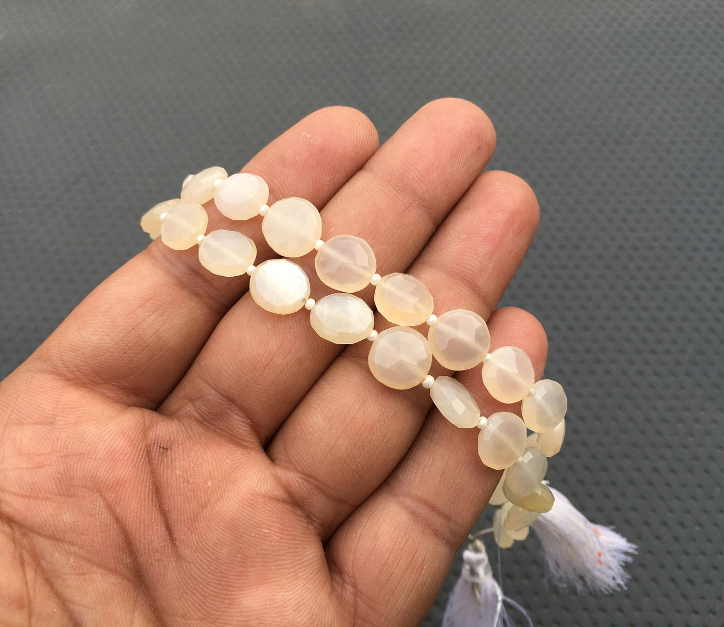 Moonstone New Beginnings feminist Protection 16 Pieces Natural Moonstone Faceted Coin Shape Bead Size 8-10 MM Gemstone Coin Beads Briolette