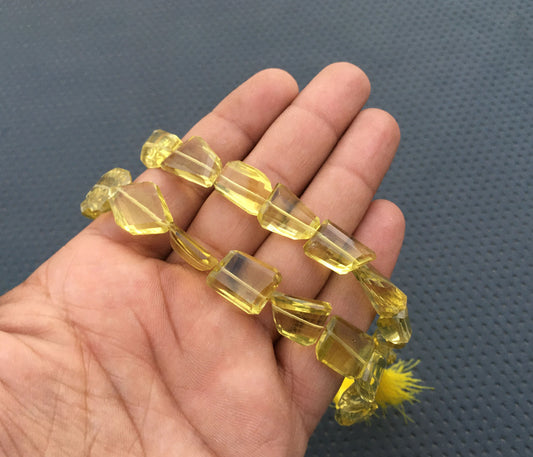 15 Pieces Faceted Nuggets Shape Beads 1 Strand Natural Lemon Quartz Faceted Nuggets Beads 9x12-12x19 MM Making jewelry Nuggets Jewelry Beads