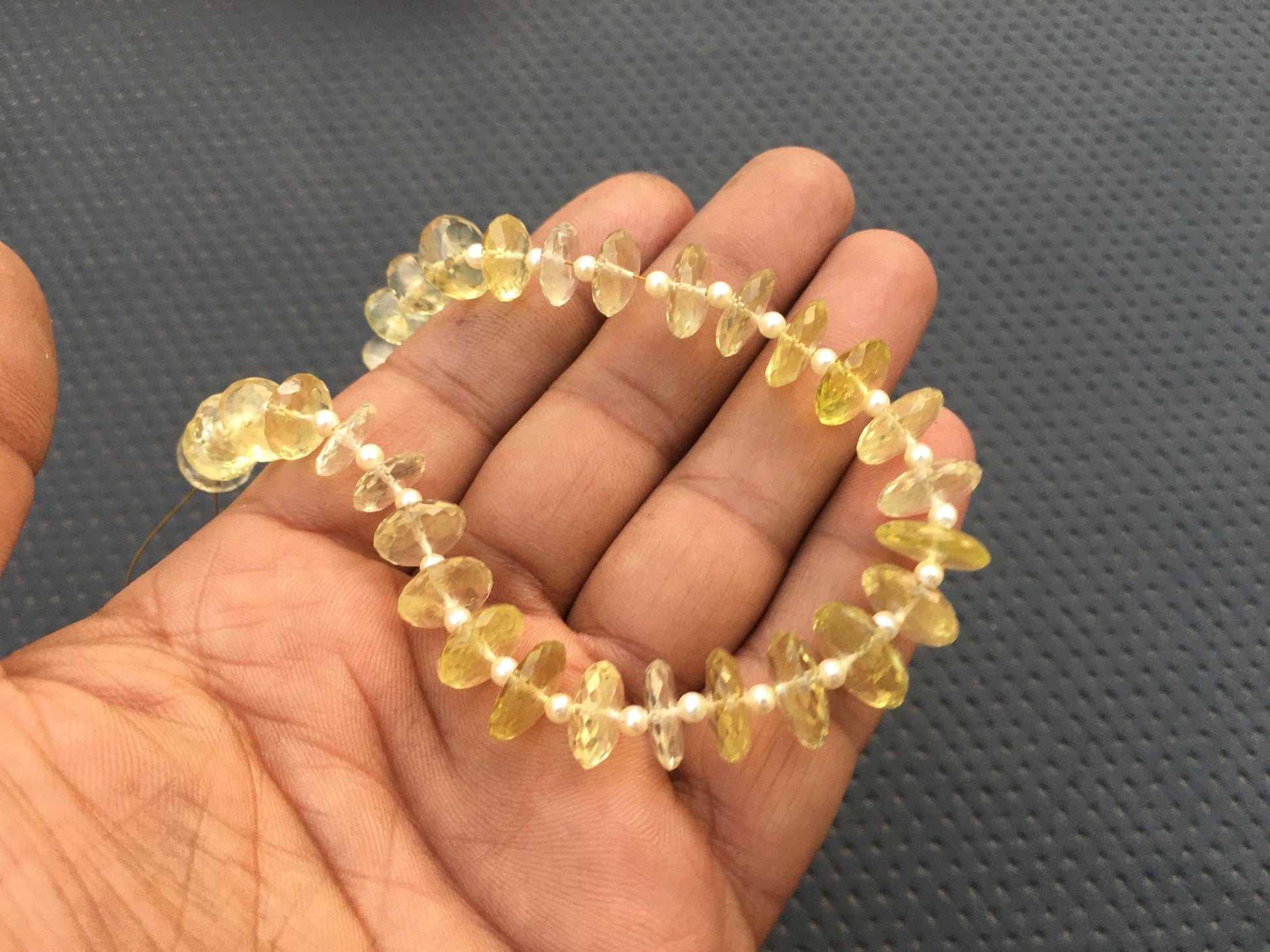 31 Pieces Natural Lemon Quartz 1 Strand Tyre Beads Size 9-13 MM Lemon Quartz Tyre Beads Faceted Rondelle Lemon Gemstone Making Jewelry Beads