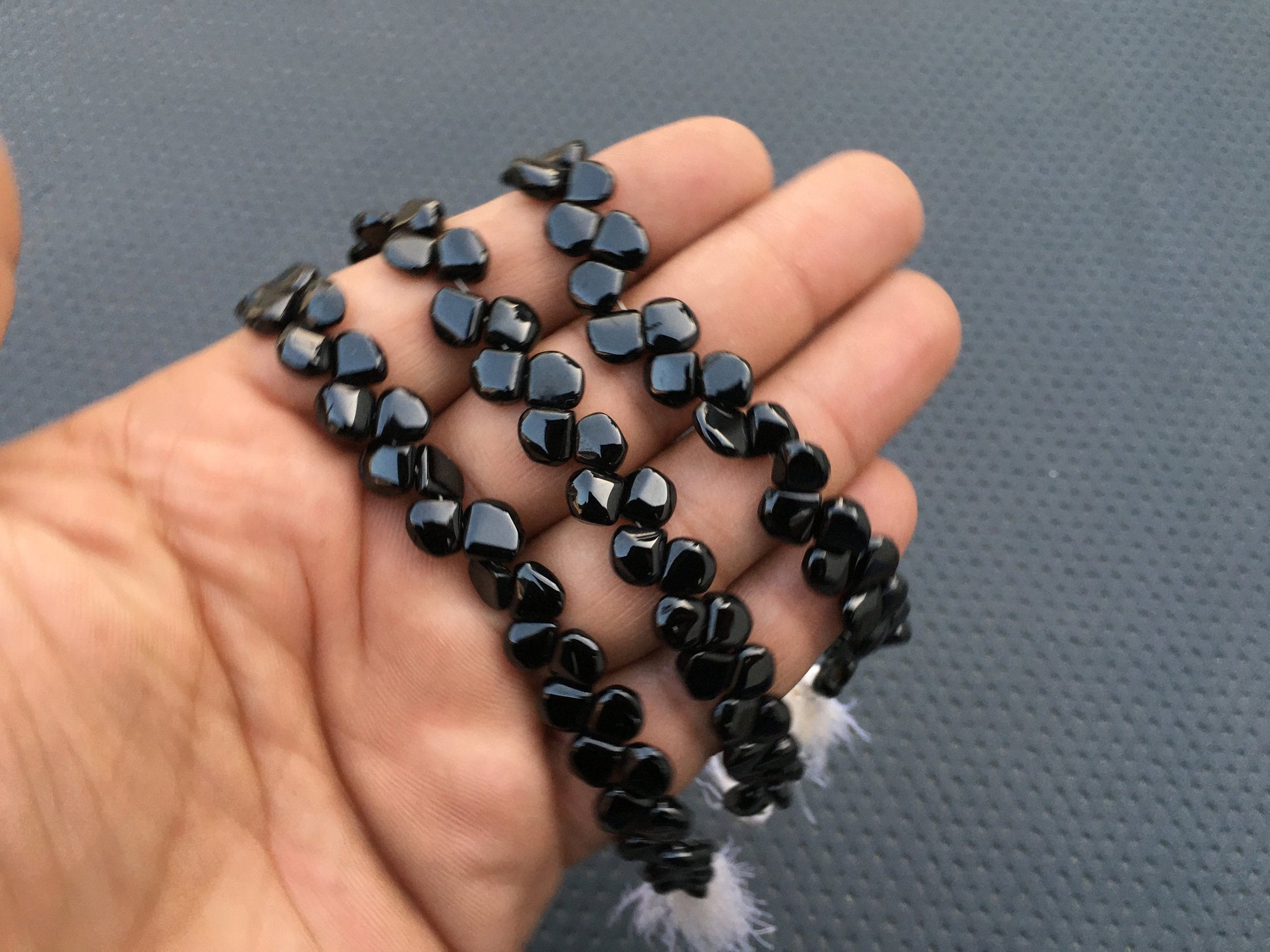 7"Long Strand Smooth Heart Briolette Beads Natural Black Spinel Size 6-8 MM Heart Briolette Beads Black Spinel Gemstone Making Jewelry Beads