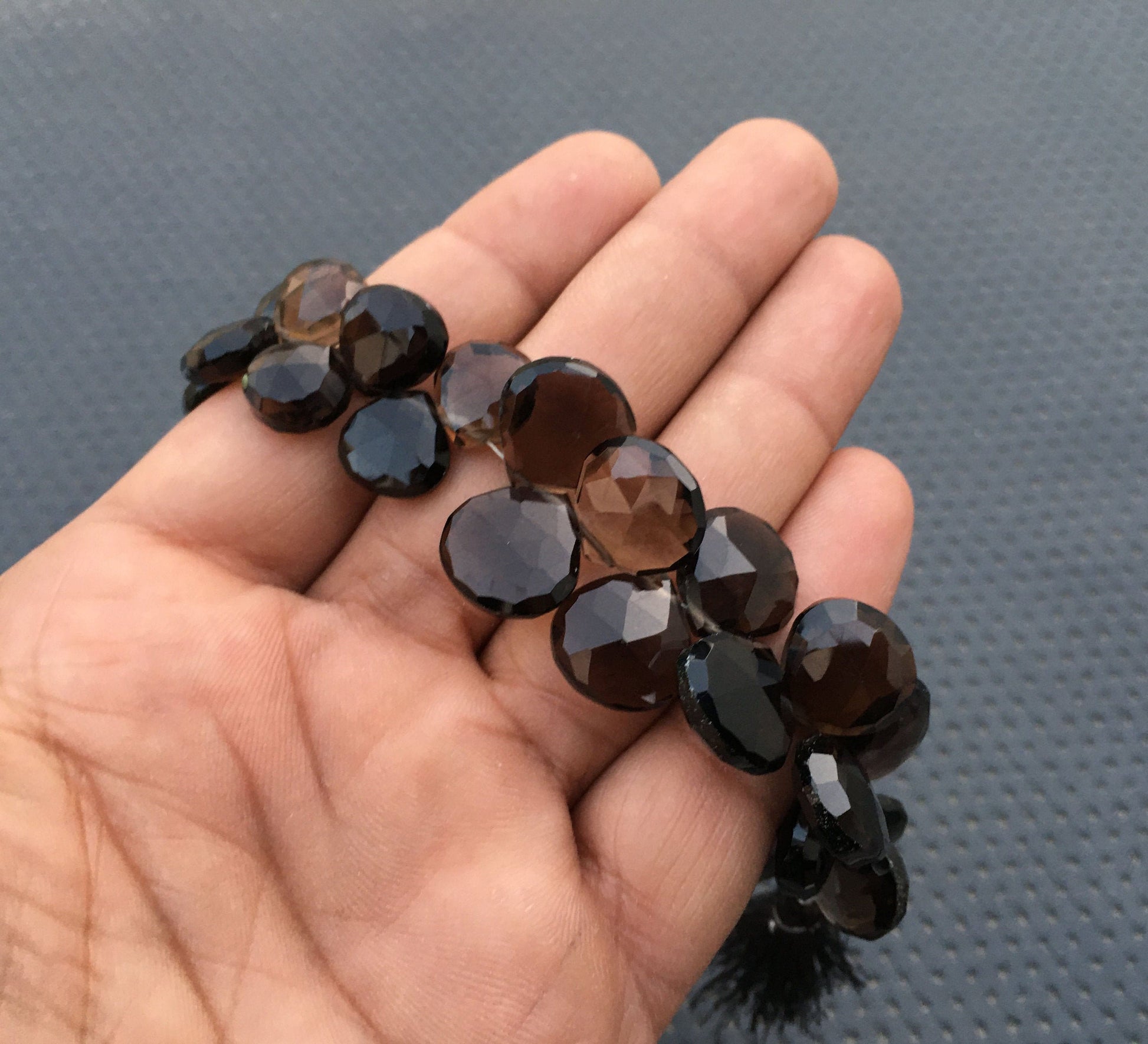 Genuine Quality 1 Strand Natural Smoky Quartz Gemstone 30 Pieces Faceted Heart Shape Briolette Beads Size 11-15 MM Smoky Heart Beads Jewelry