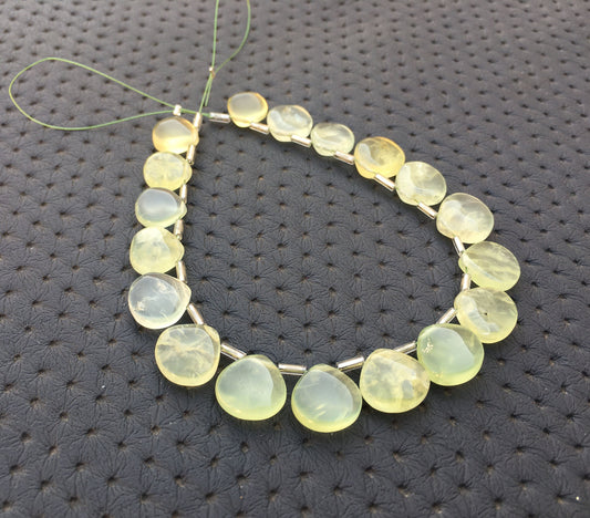 Ravishing Stone 18 Pieces Natural Prehnite Gemstone 1 Strand Smooth Prehnite Heart Beads Size 9-12 MM Prehnite Heart Making Jewelry Beads