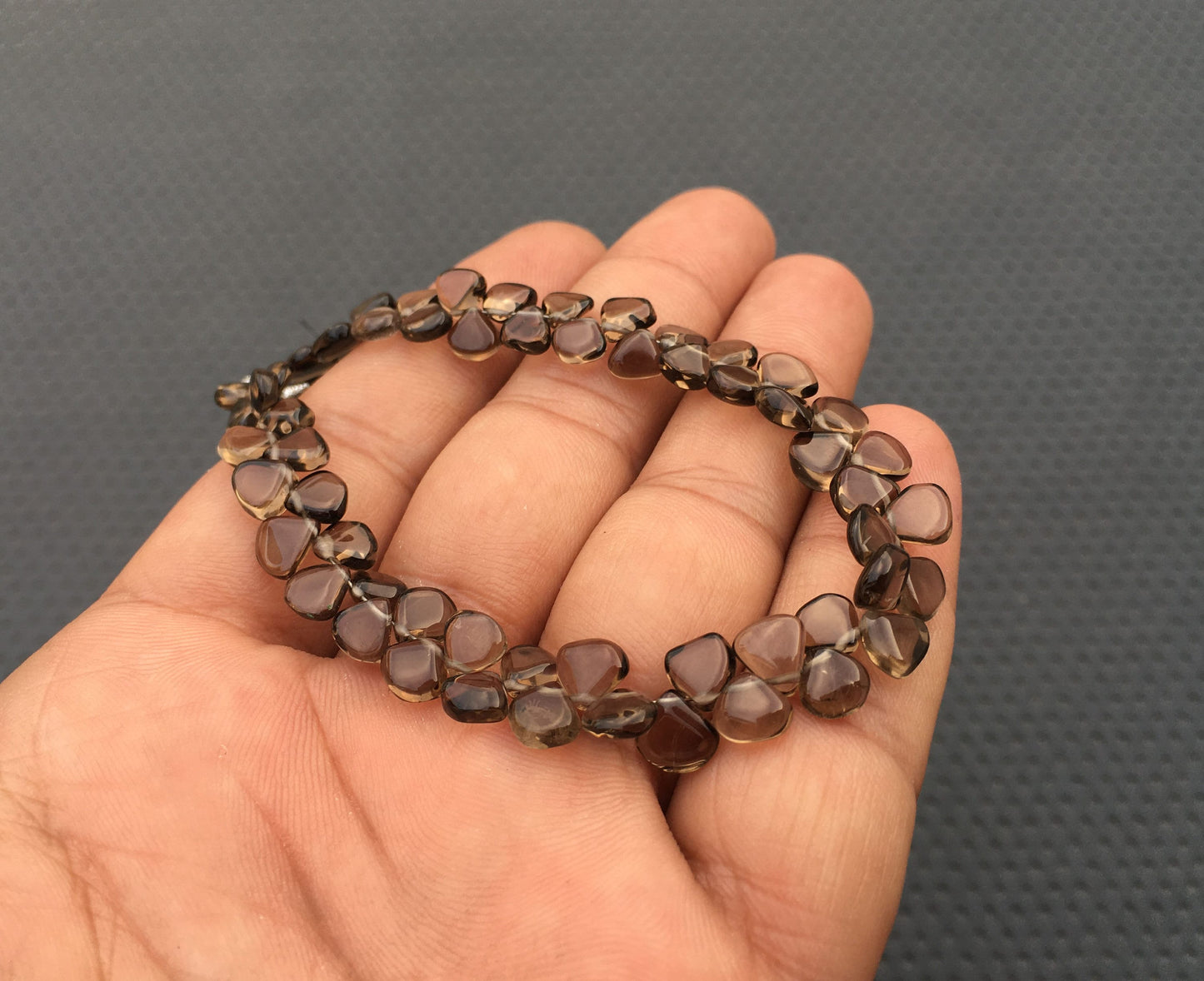 Natural Smoky Quartz Gemstone,55 Pieces Smooth Tiny Heart Shape Briolette Beads, Size 5-6 MM Smoky Quartz Beads Making Jewelry Tiny Beads