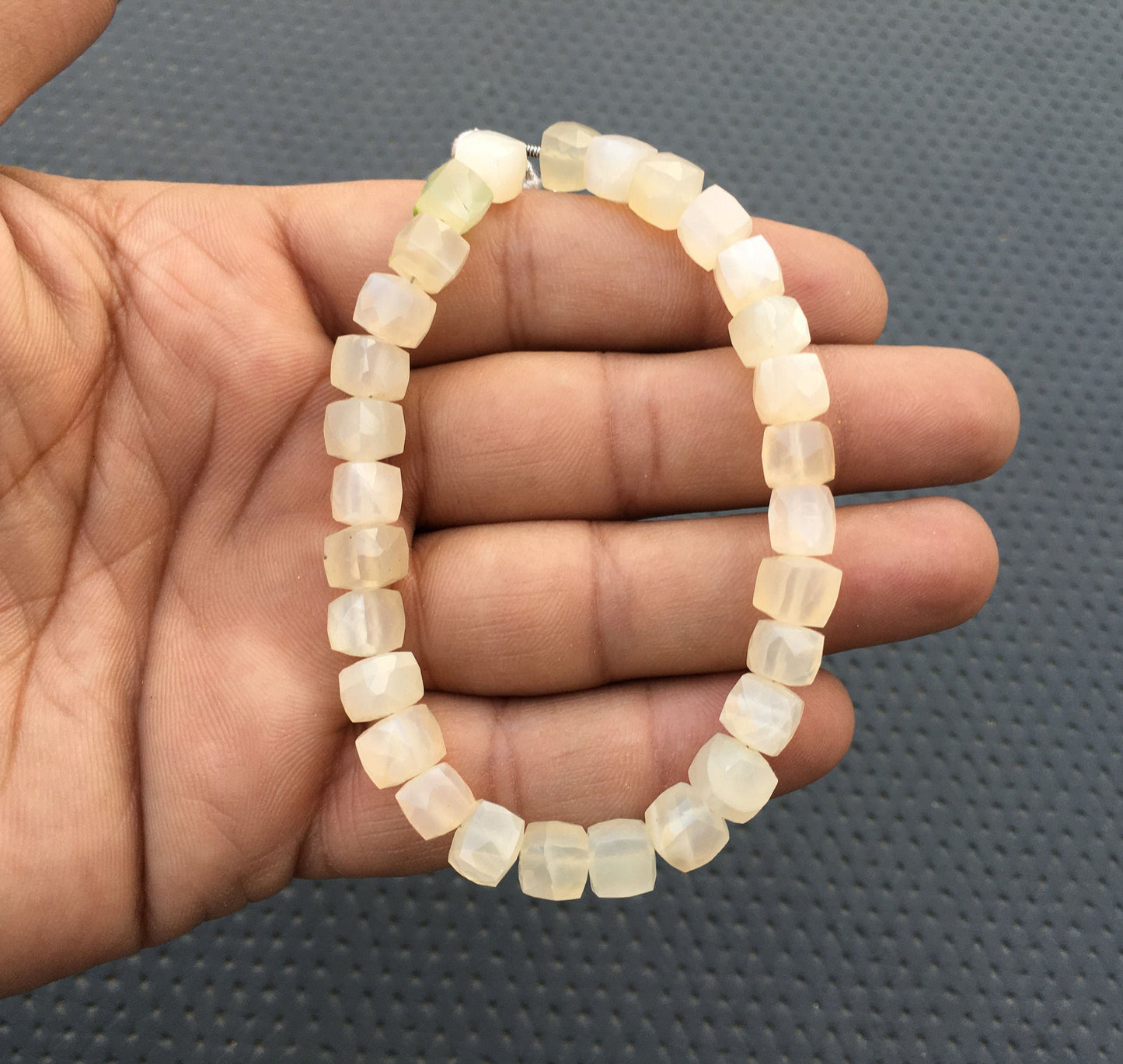 Christmas Sale 8"Long Strand Natural Moonstone Size 7-8 MM Faceted Cube Shape Beads White Moonstone Beads Making Jewelry Moonstone Beads