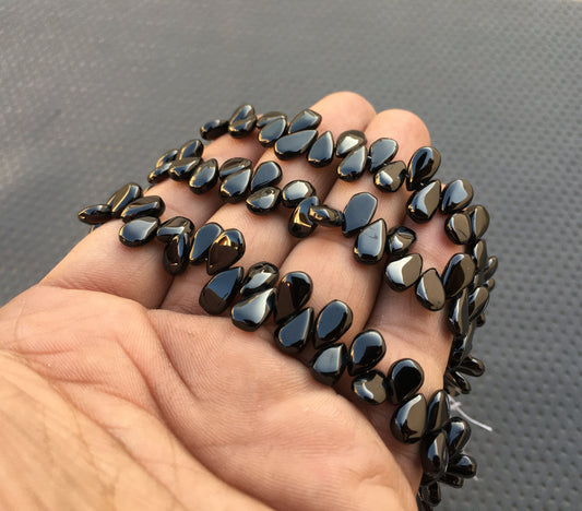 44 Pieces Smooth pear 1 Strand Natural Black Spinel Gemstone Briolette Beads Size 5x6-6x11 MM Awesome Quality Spinel Pear Beads Wholesale