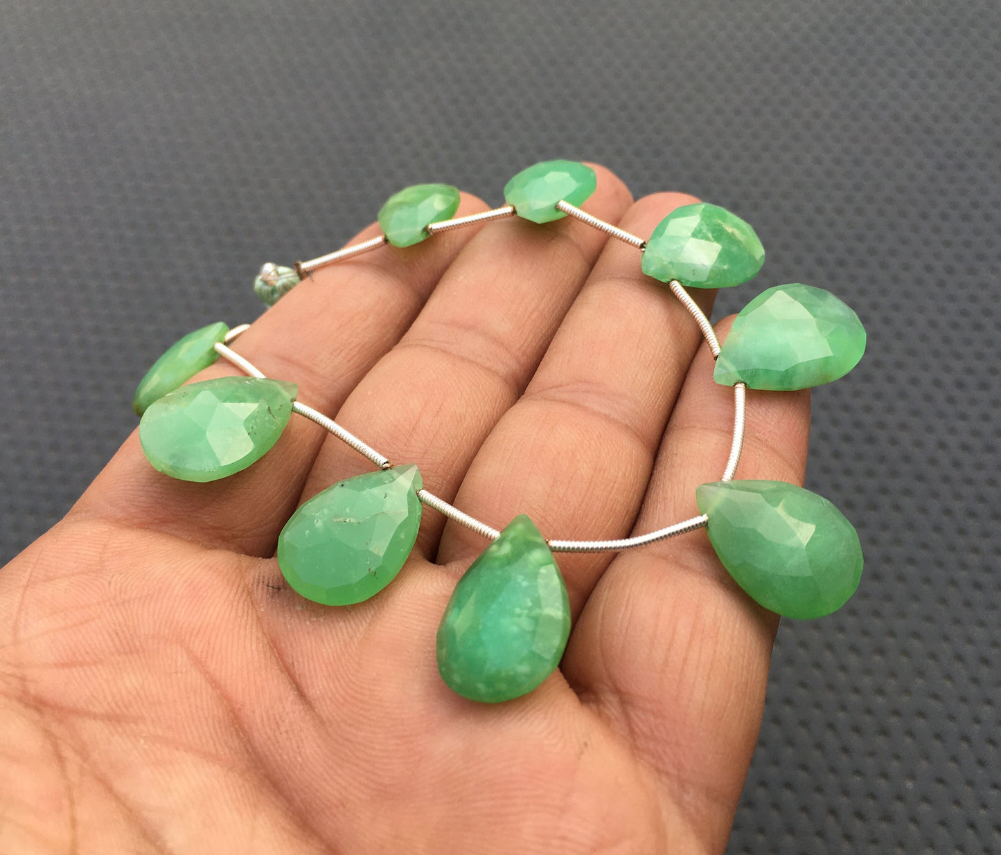 Simply stunning Gemstone 10 Pieces Pear Briolette Beads Natural Chrysoprase Gemstone Size 11x16-14x20 MM Faceted Chrysoprase Pear Beads Gems