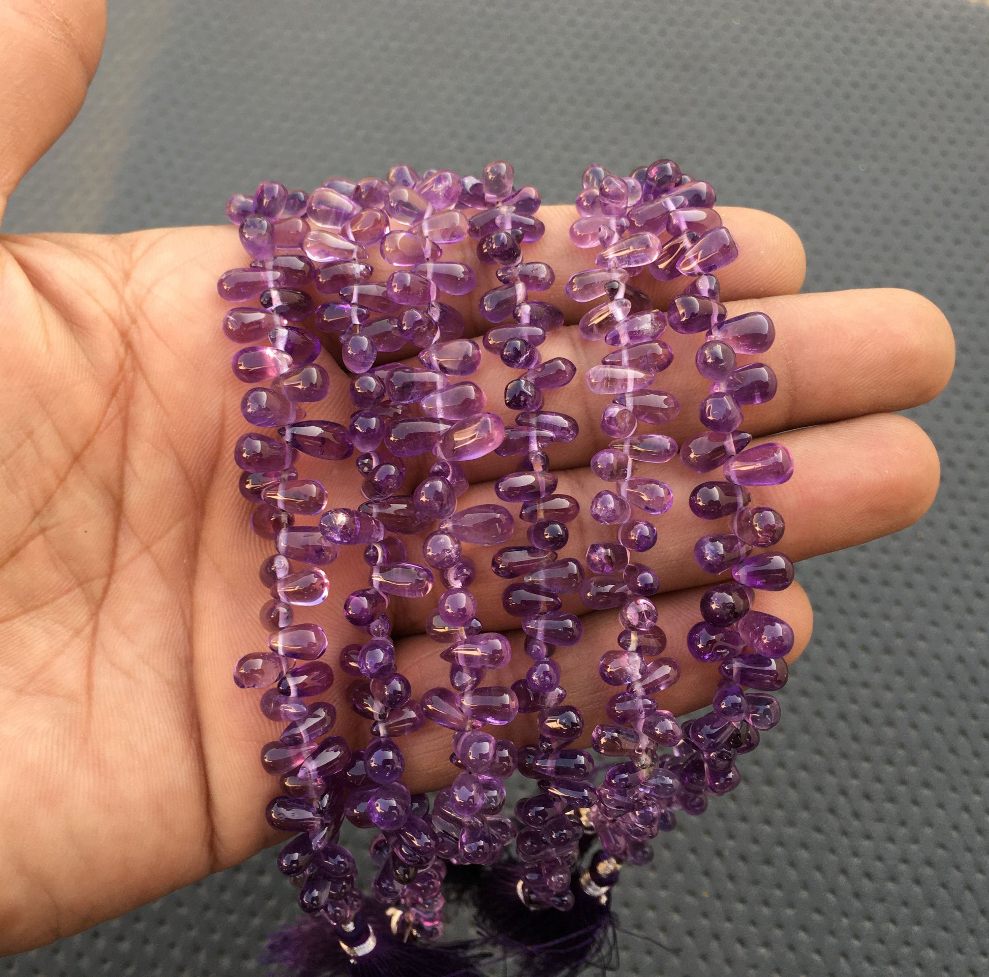 Excellent Quality Natural Blue Amethyst Gemstone 8"Long Strand Smooth Teardrop Shape Briolette Beads Size 4x6-5x8 MM Making Jewelry Beads