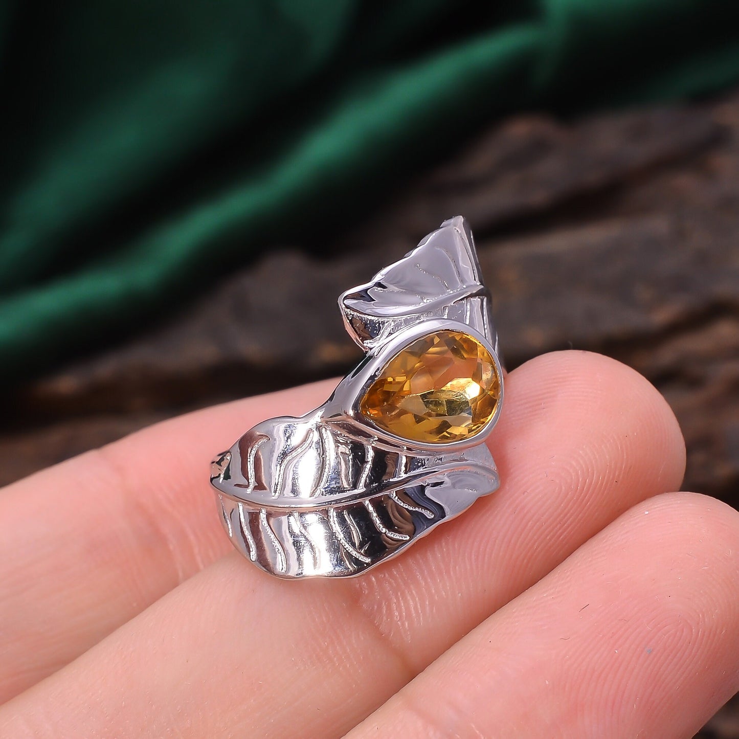 Genuine Pear Cut Beautiful Gemstone Ring,92.5 Sterling Silver Jewelry Ring,Natural Yellow Citrine Gemstone,Multi Shape Ring Gemstone Jewelry