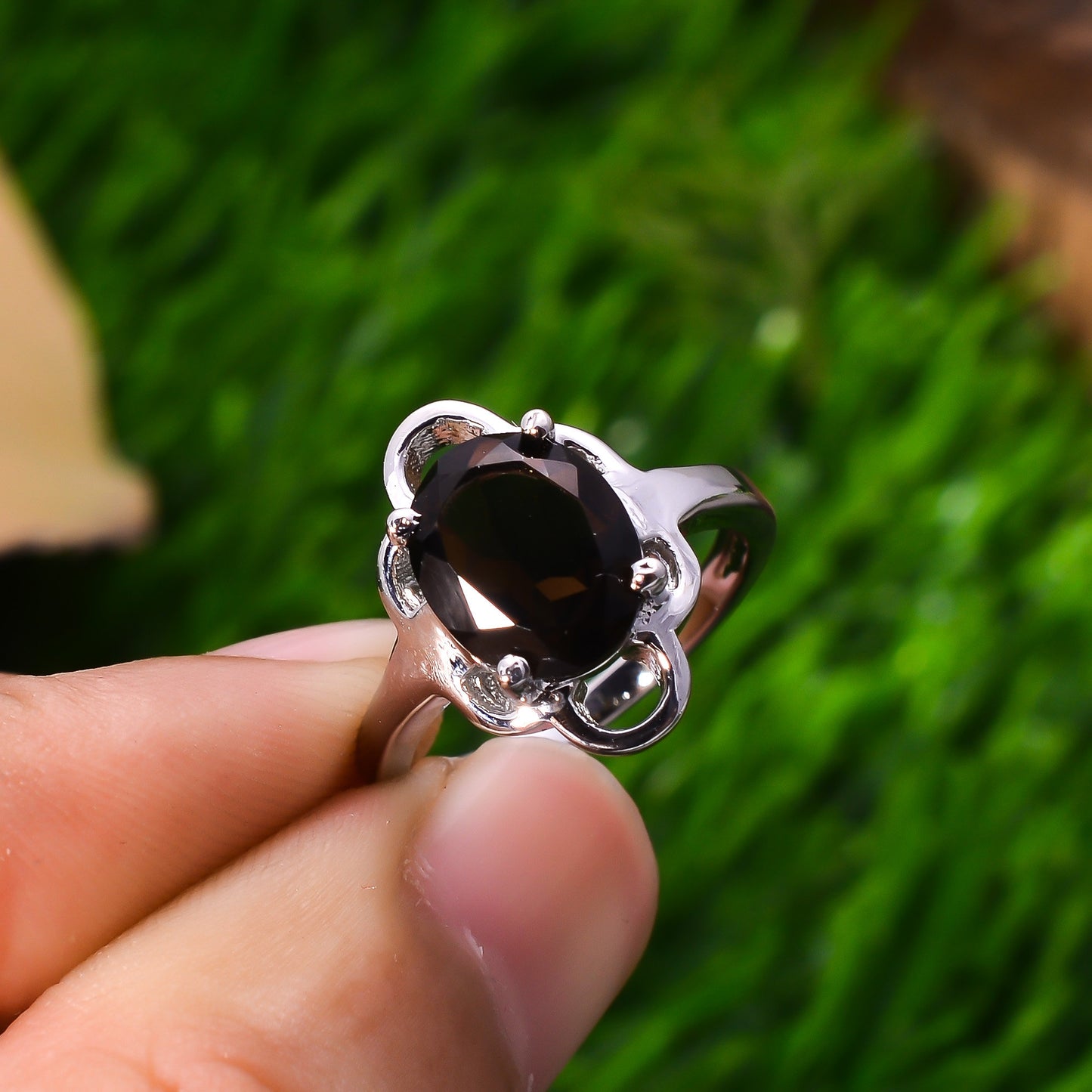 Antique Jewelry Sale, 92.5 Sterling Silver Gemstone Ring,Handmade Ring, Natural Faceted Gemstone Ring, Ethnic Flower Ring Jewelry,Wholesale