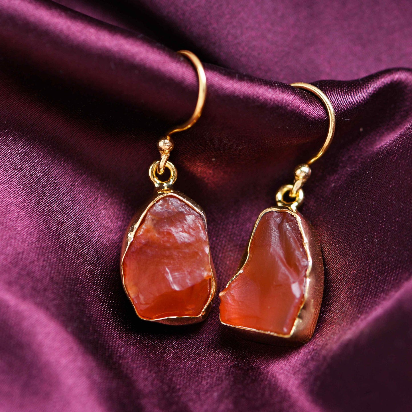 Genuine Natural Untreated RoughGemstone Beautiful Earring Unpolished Raw Stone Brass 1.5" Long Dangle Earring Women Cute Gift Wholesale